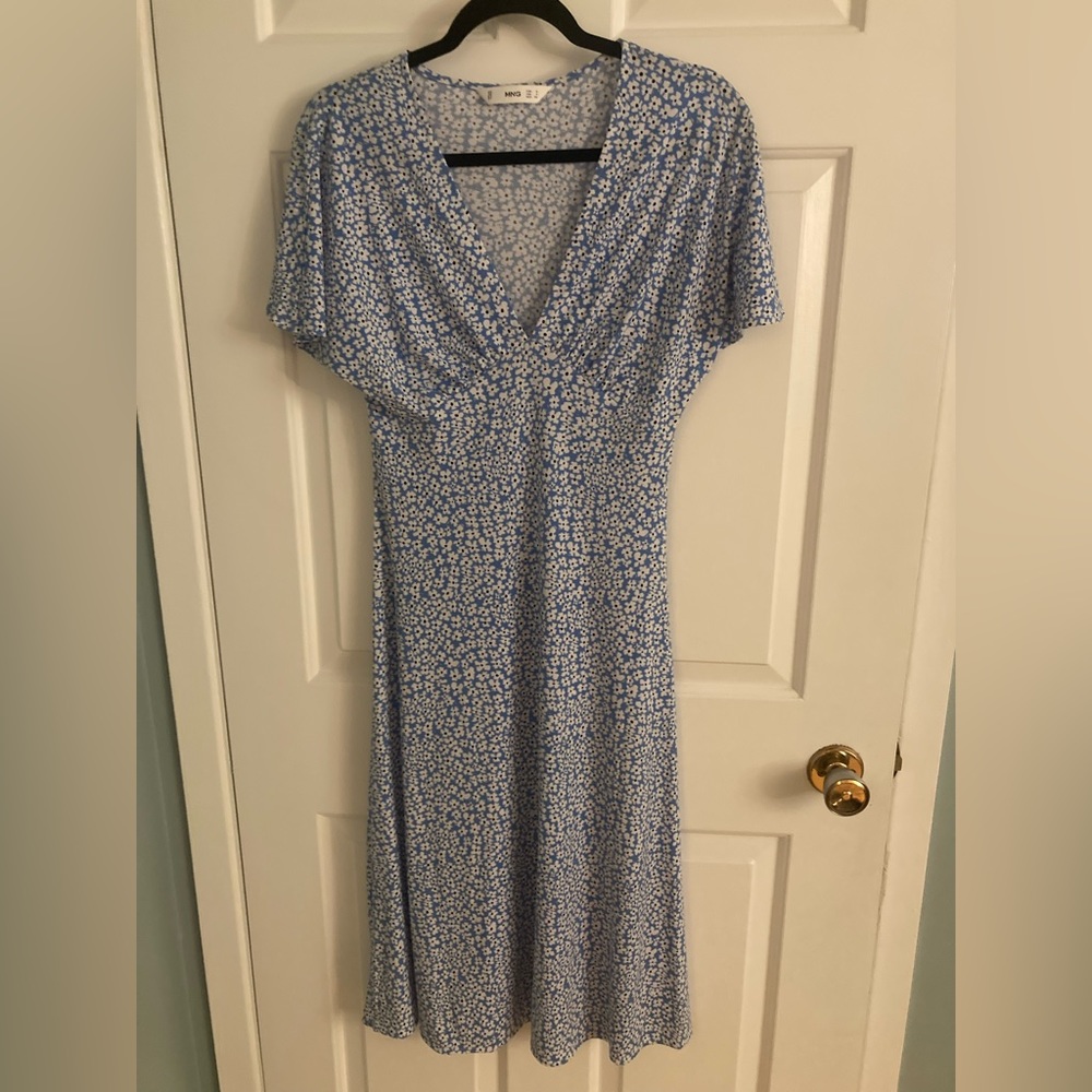 Mango Light Blue Floral Midi Dress - Picture 2 of 6